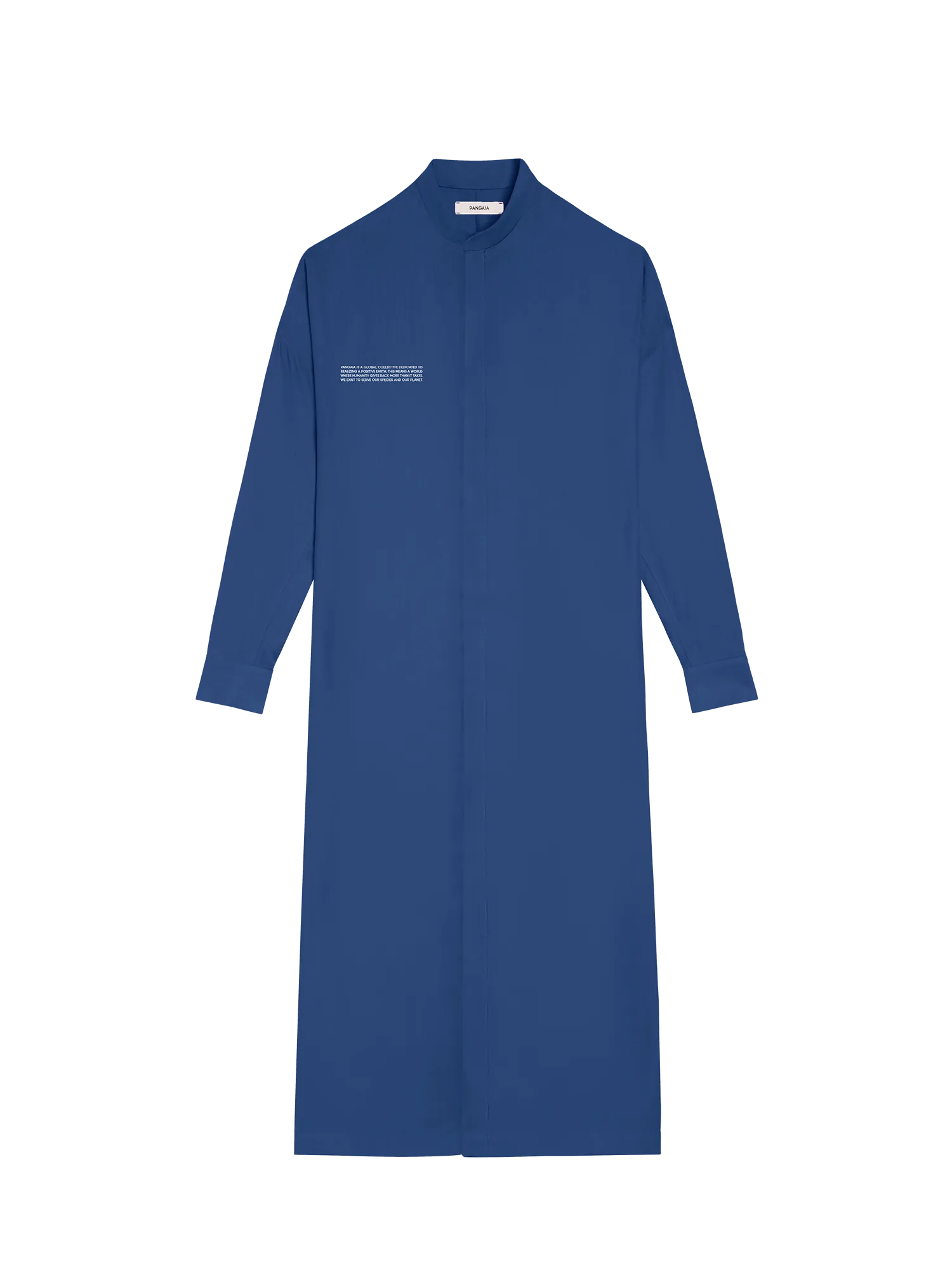 DNA Linen Mandarin Collar Dress—lapis blue