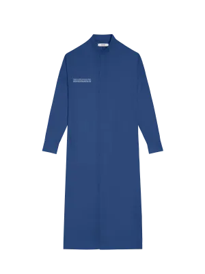DNA Linen Mandarin Collar Dress—lapis blue