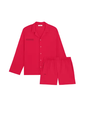 Mens 365 Lightweight Short Pyjama Shorts Set —goji red
