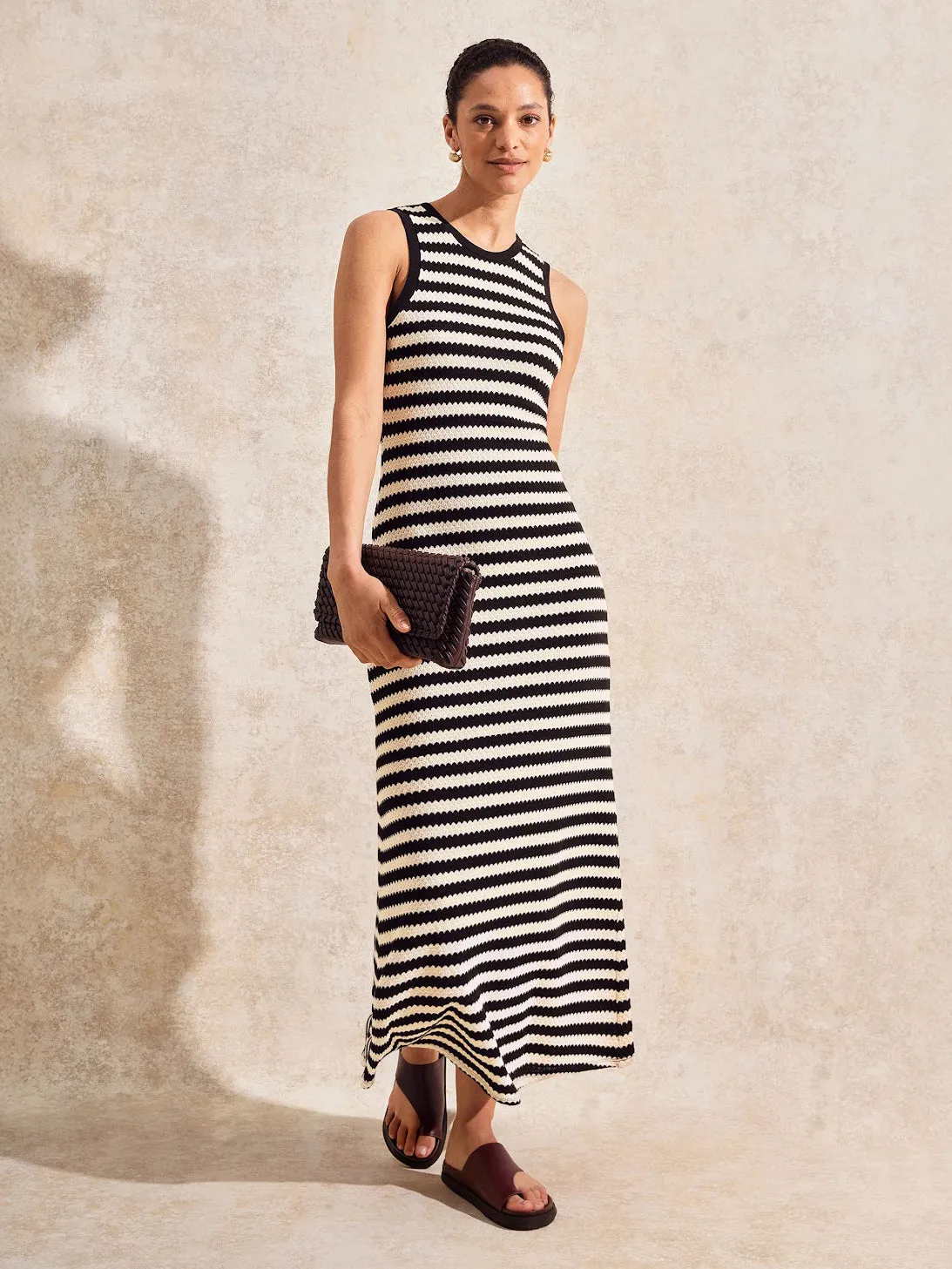 Mono Chevron-Stripe Knitted Dress