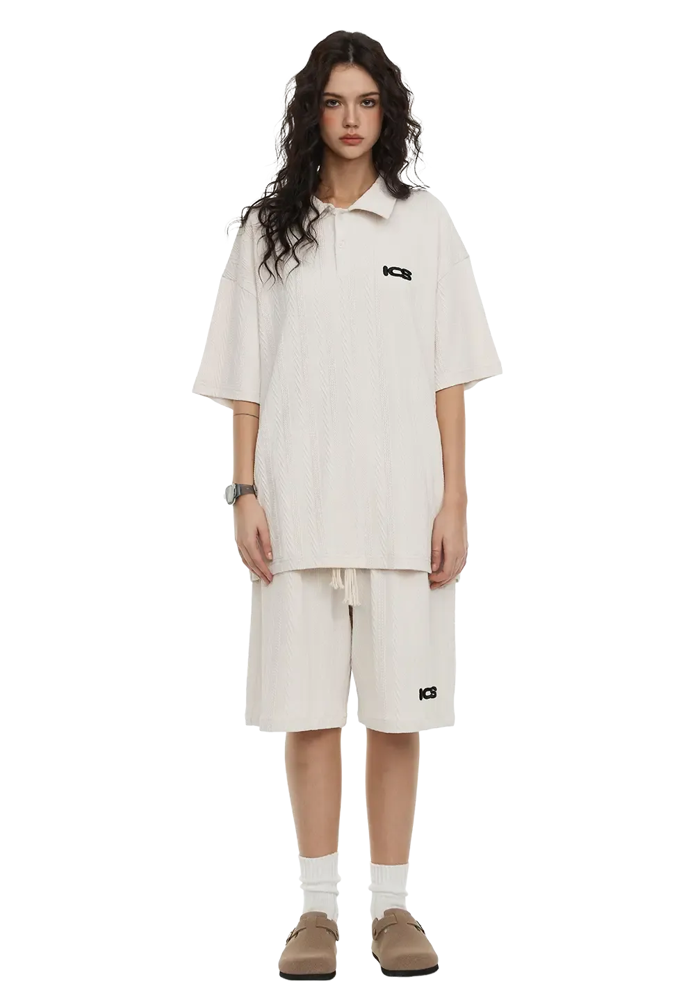 Printed Half Zip Polo Shirt