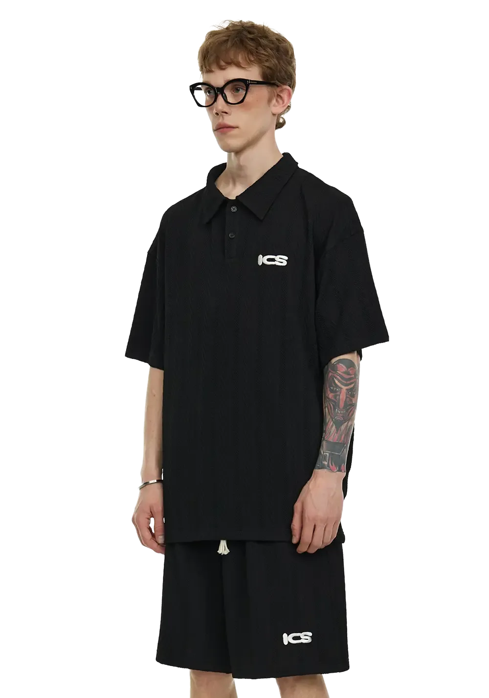 Printed Half Zip Polo Shirt