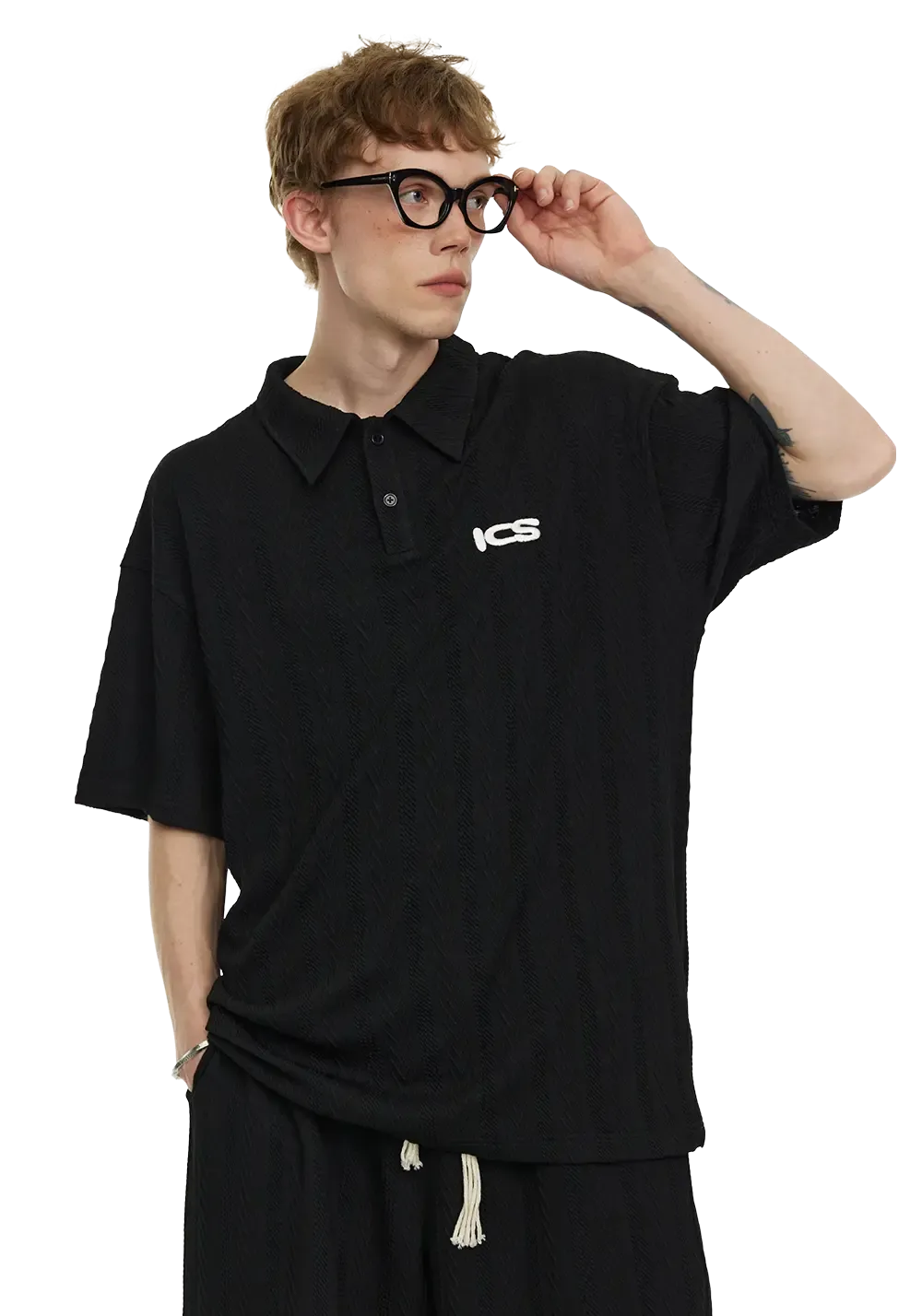 Printed Half Zip Polo Shirt