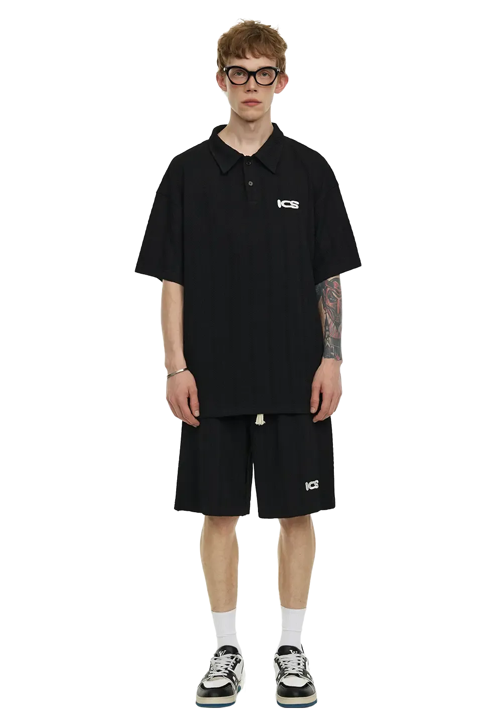 Printed Half Zip Polo Shirt