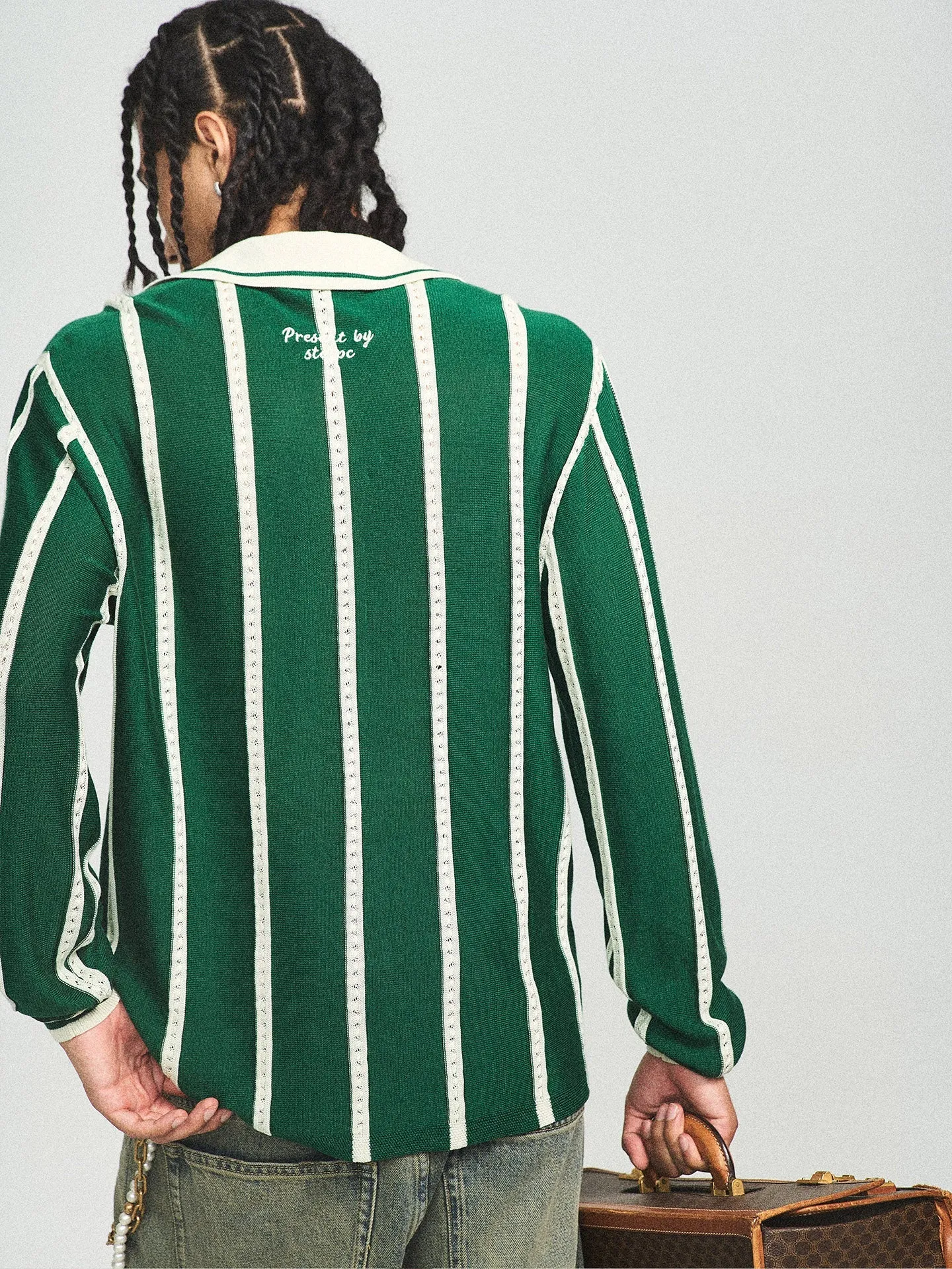 Retro Green Block Stripe Sweater