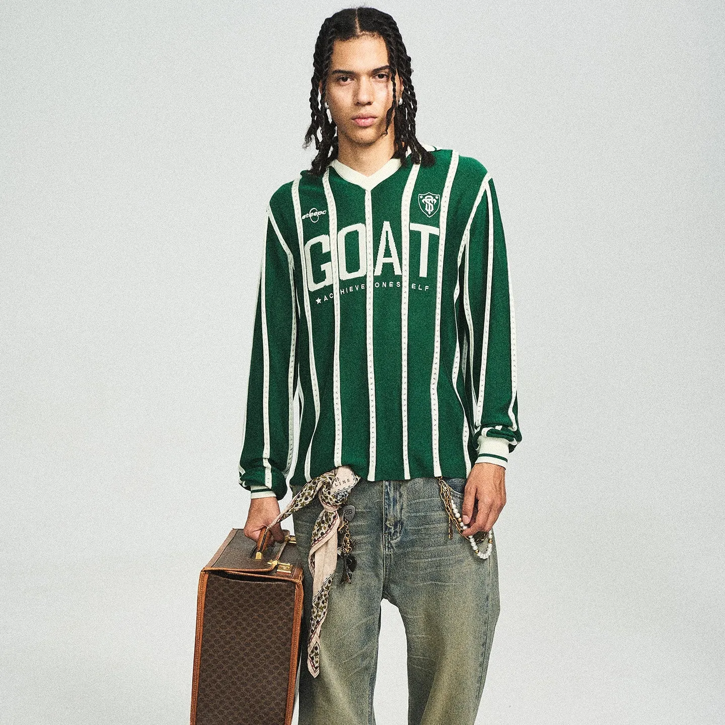 Retro Green Block Stripe Sweater