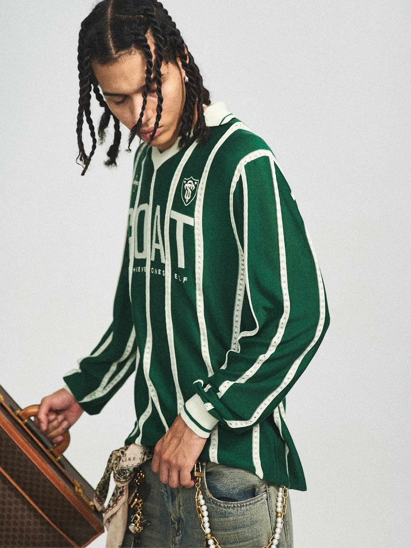 Retro Green Block Stripe Sweater