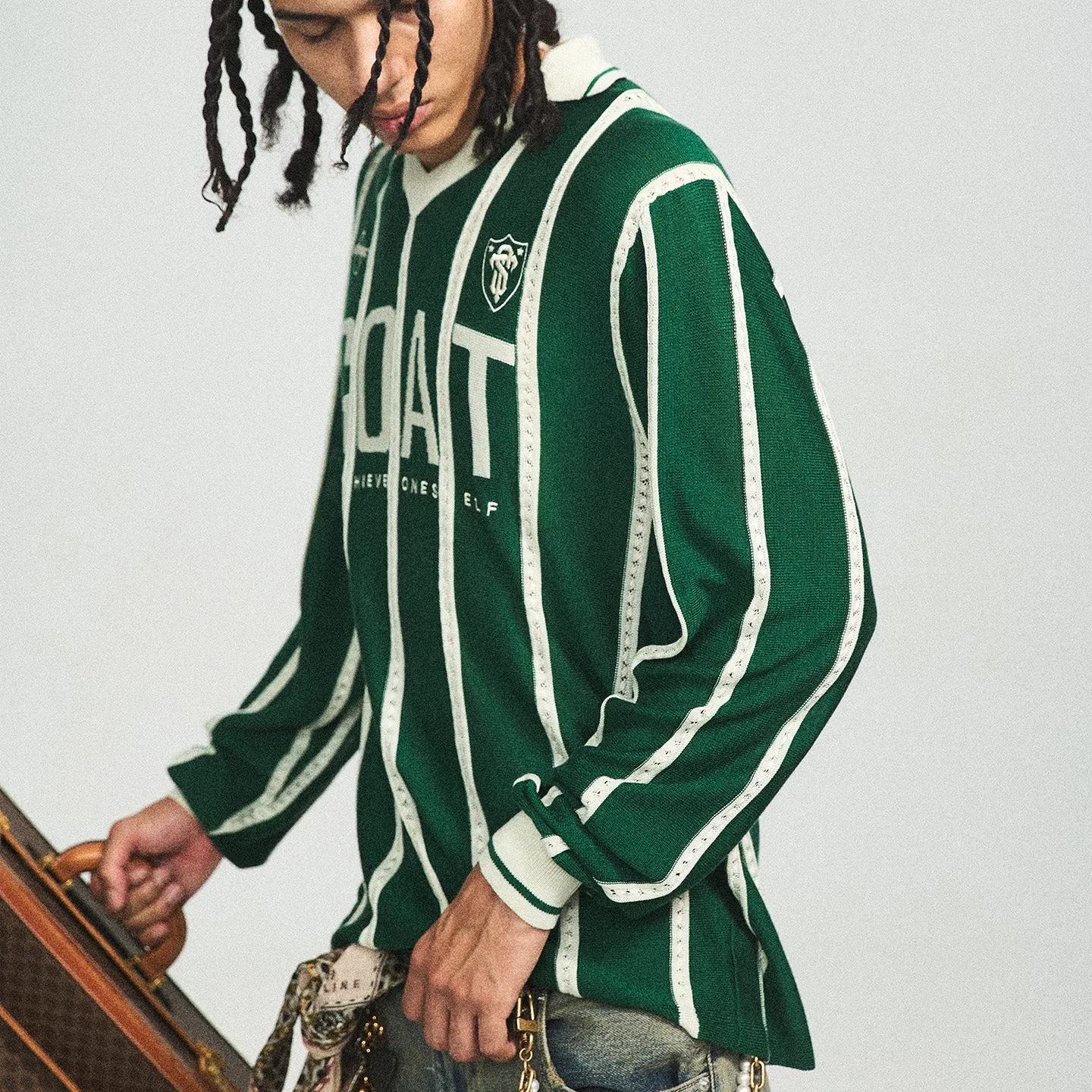 Retro Green Block Stripe Sweater