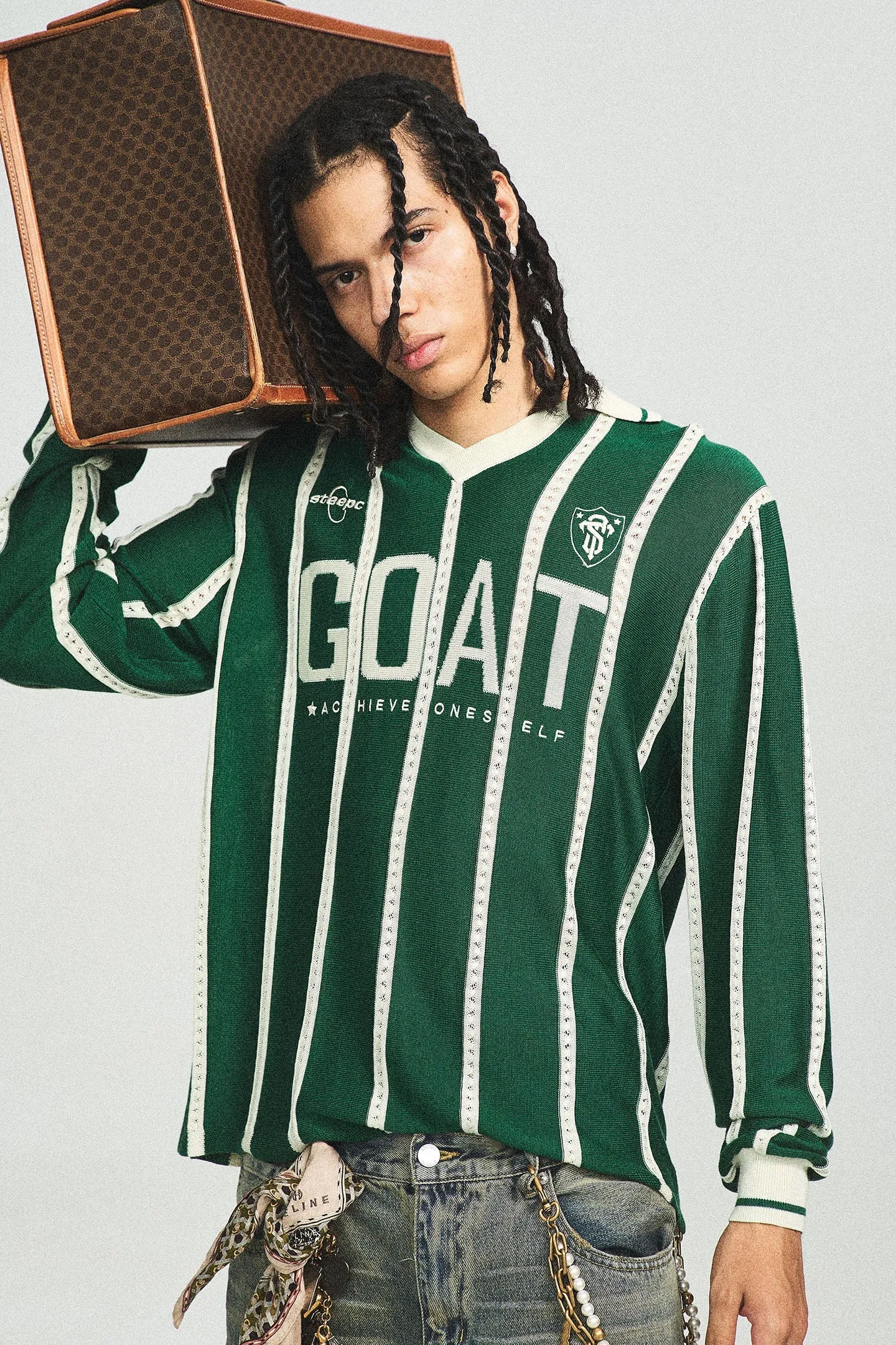 Retro Green Block Stripe Sweater