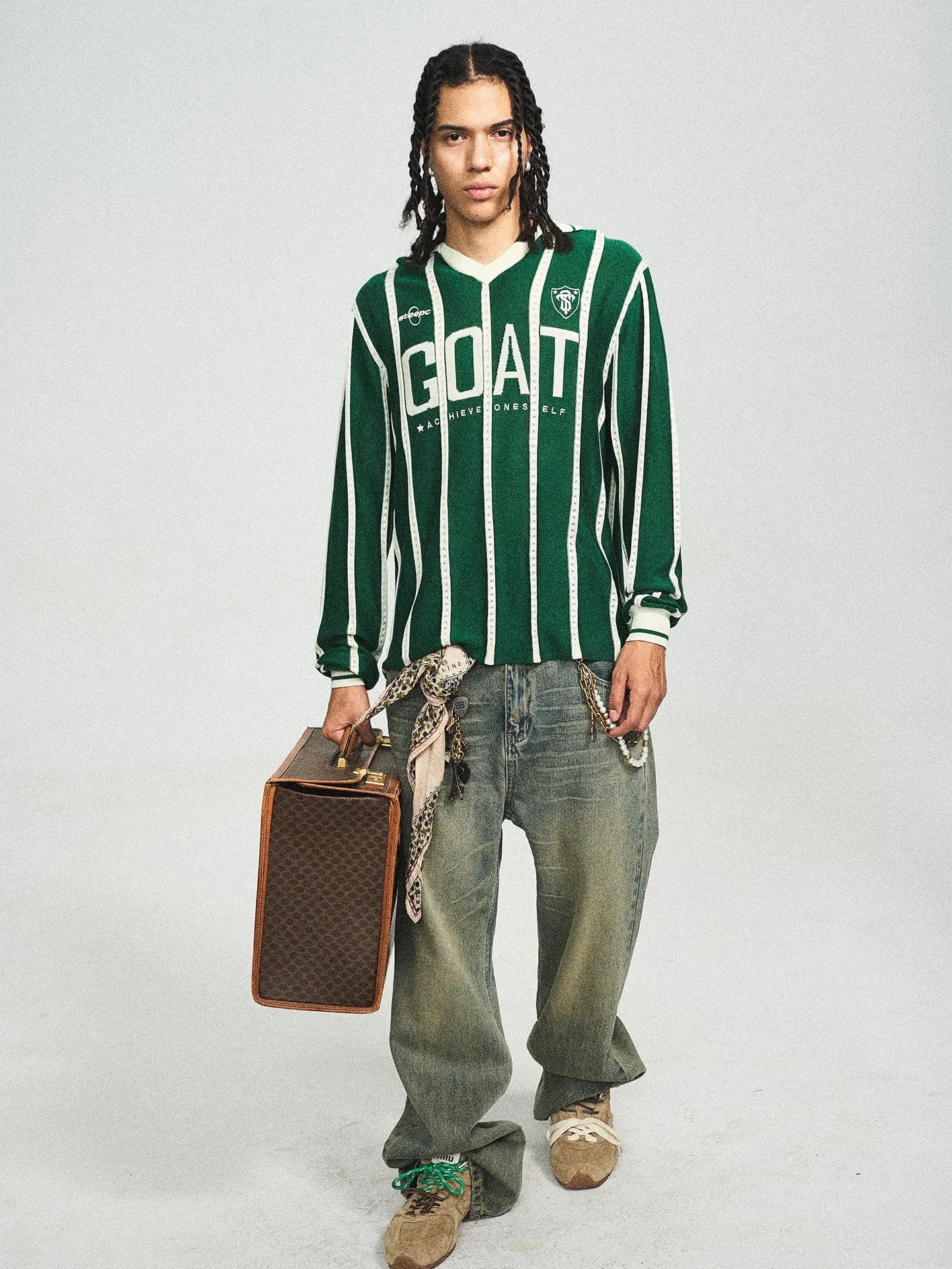 Retro Green Block Stripe Sweater