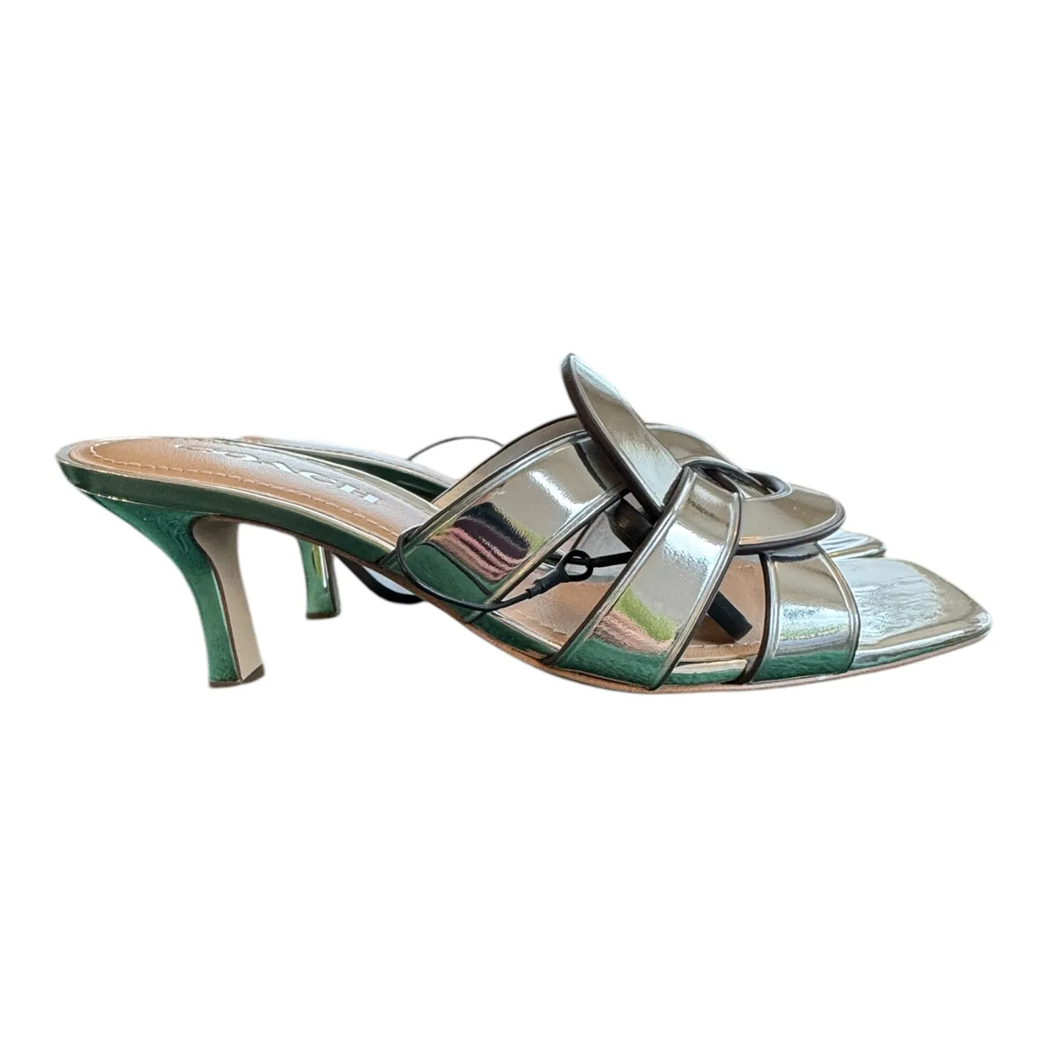 Sandals Designer By Coach In Silver, Size:7.5