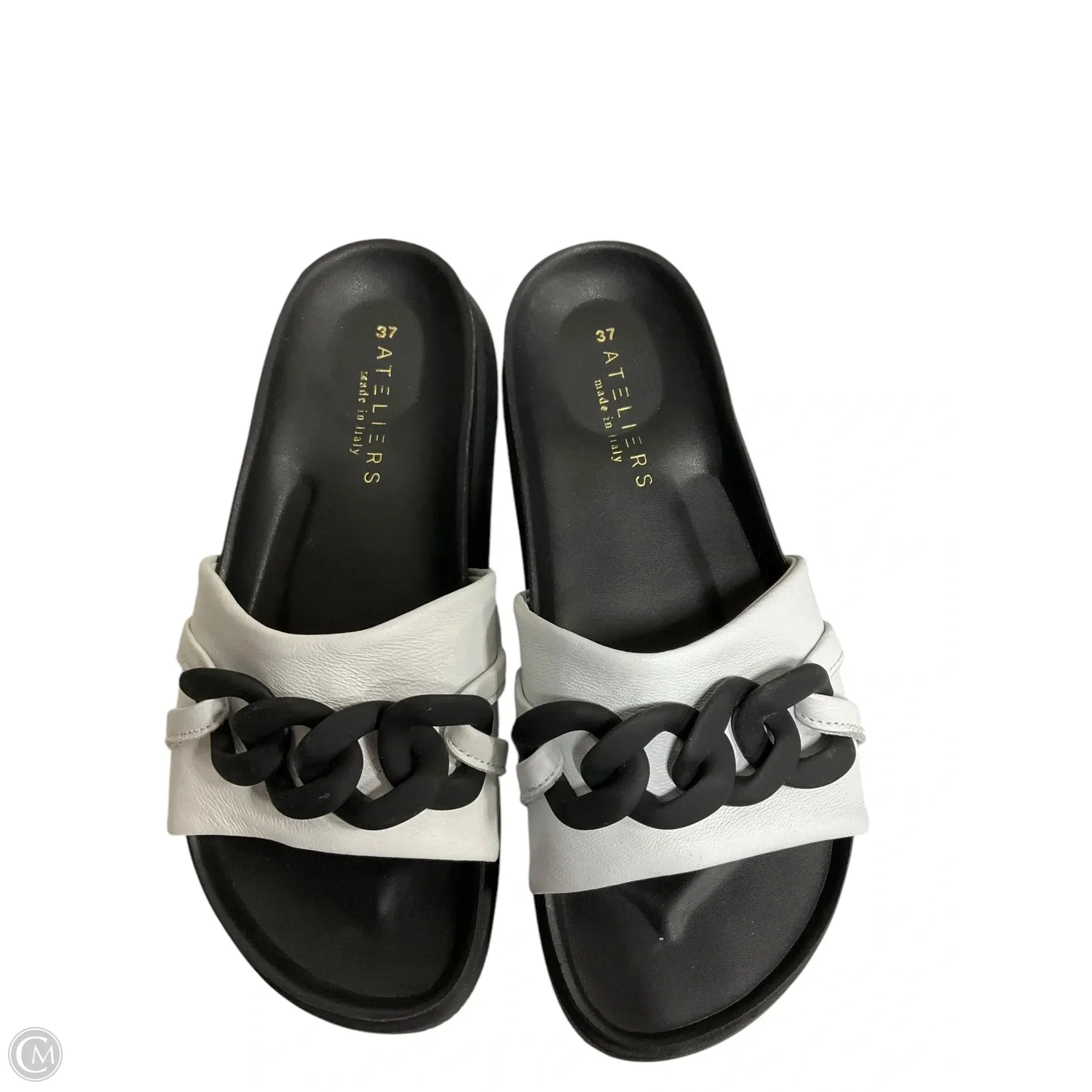 Sandals Flats By Clothes Mentor In Black & White, Size: 7