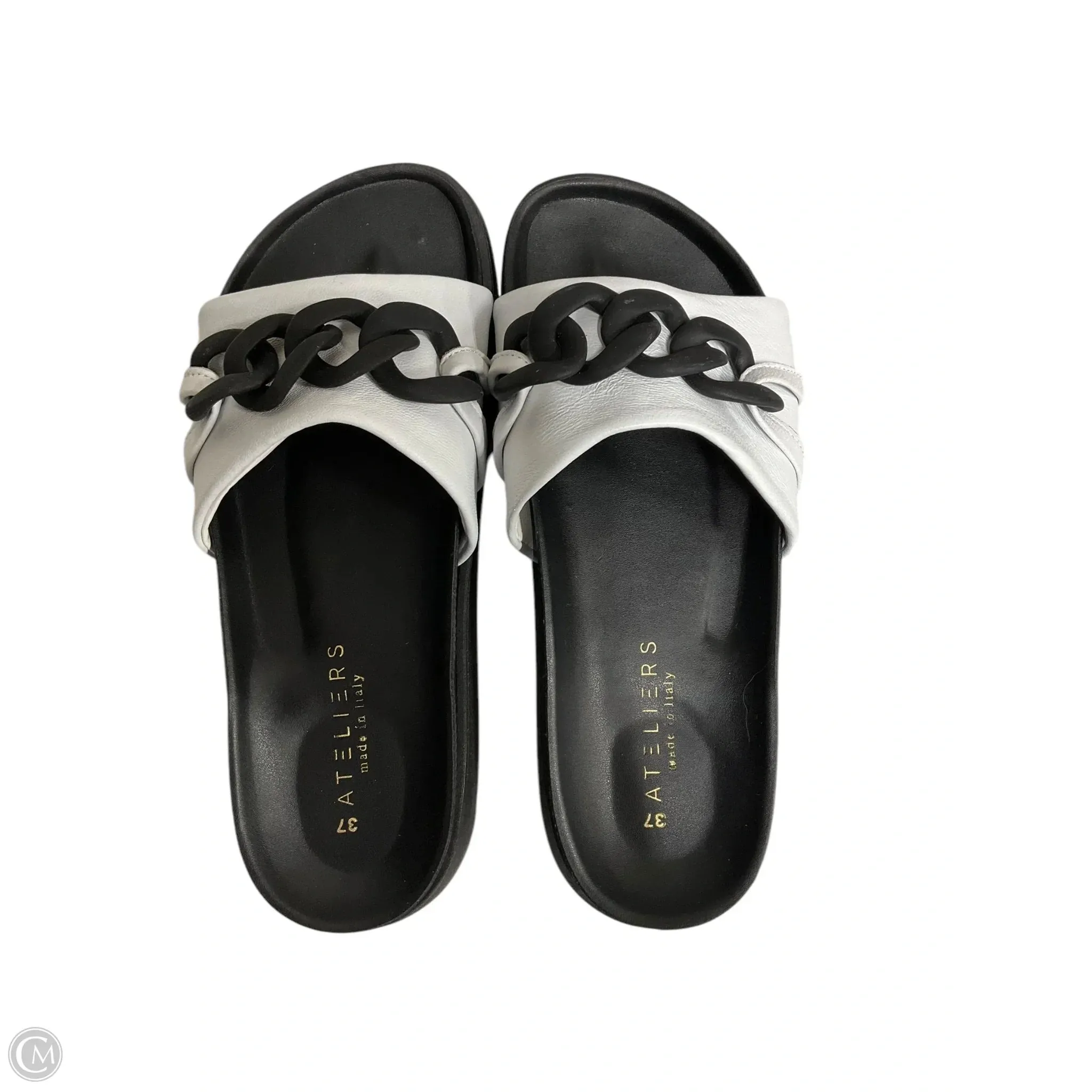 Sandals Flats By Clothes Mentor In Black & White, Size: 7
