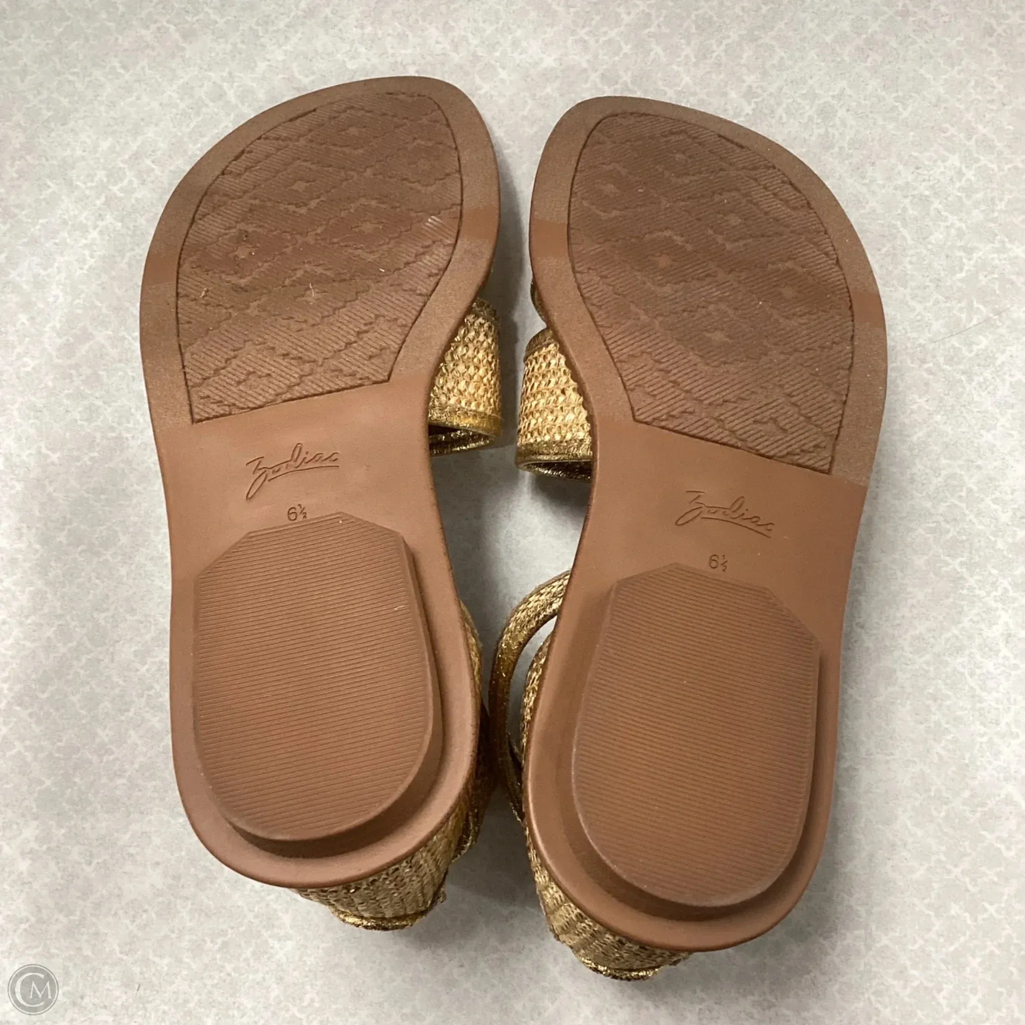 Sandals Flats By Zodiac In Gold, Size: 6.5
