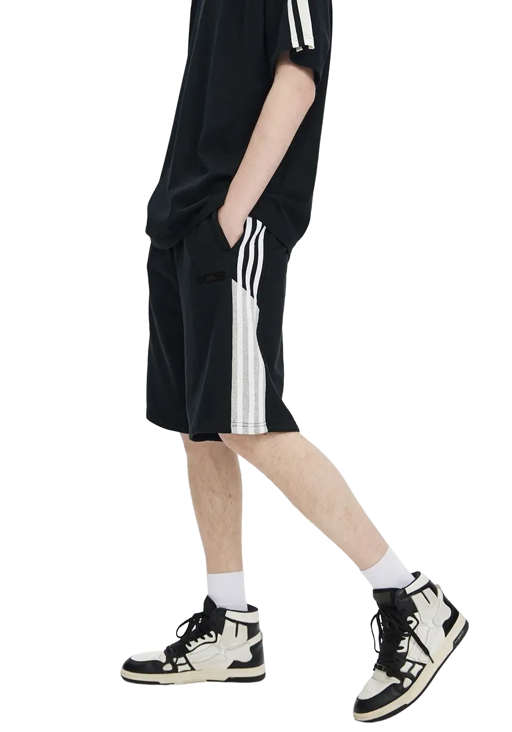 Side Contrast Webbing Track Shorts