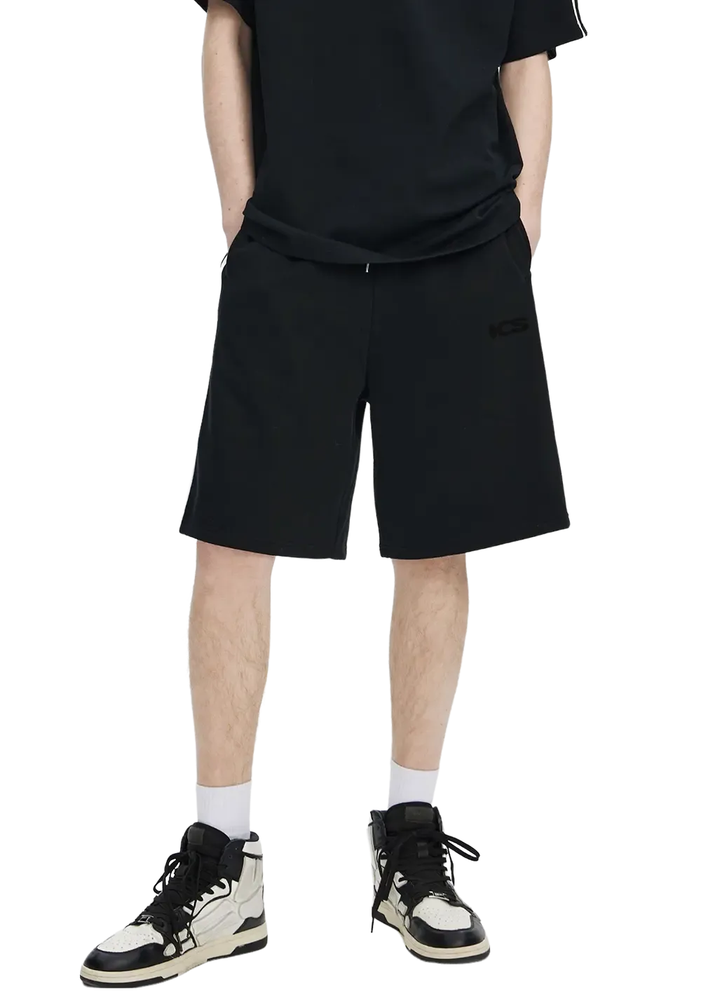 Side Contrast Webbing Track Shorts