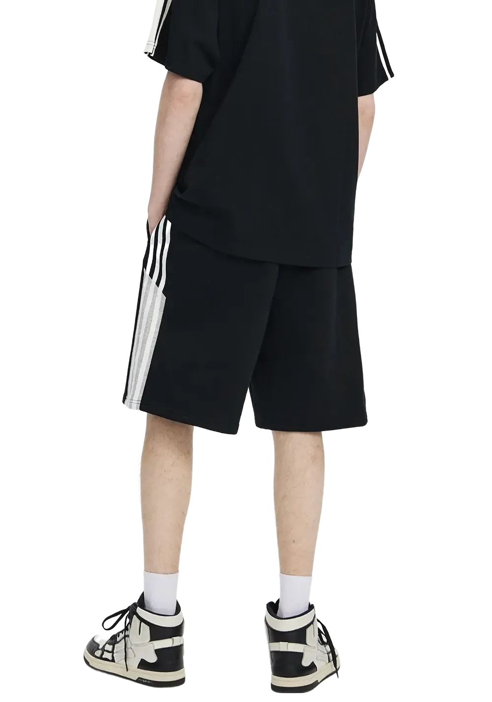Side Contrast Webbing Track Shorts