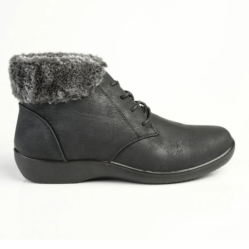 Soft Style by Hush Puppies Yuina Fur Collar Ankle Boot - Black