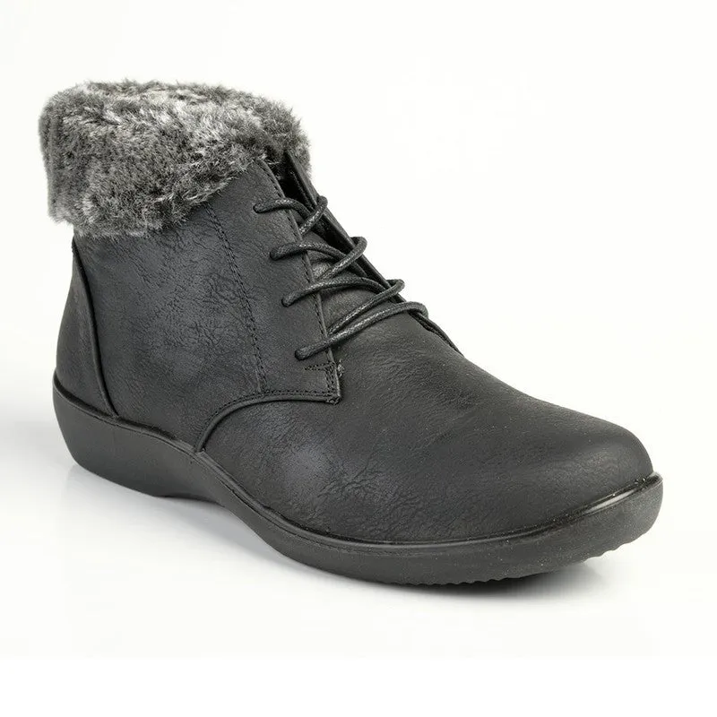 Soft Style by Hush Puppies Yuina Fur Collar Ankle Boot - Black