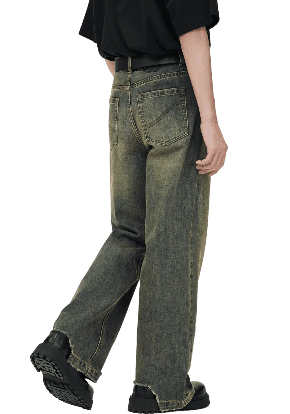 Yellow Mud Distressed Jeans
