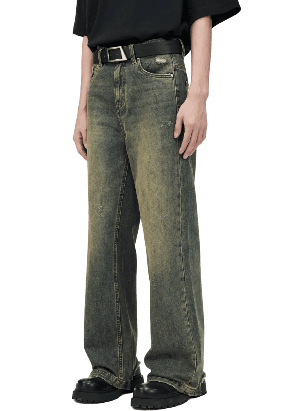 Yellow Mud Distressed Jeans