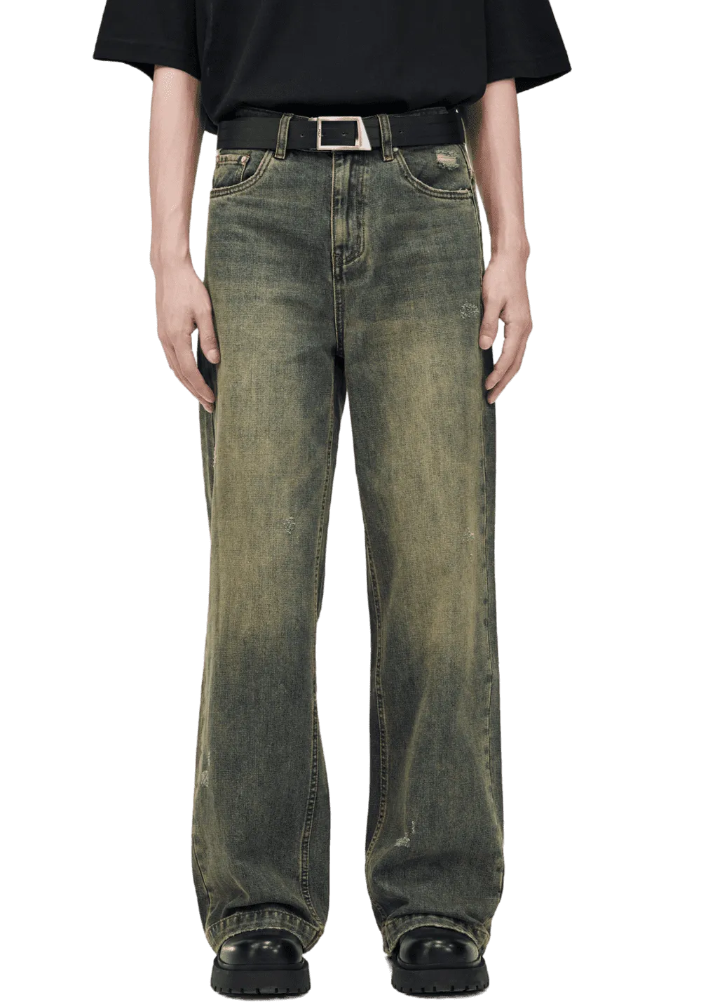Yellow Mud Distressed Jeans
