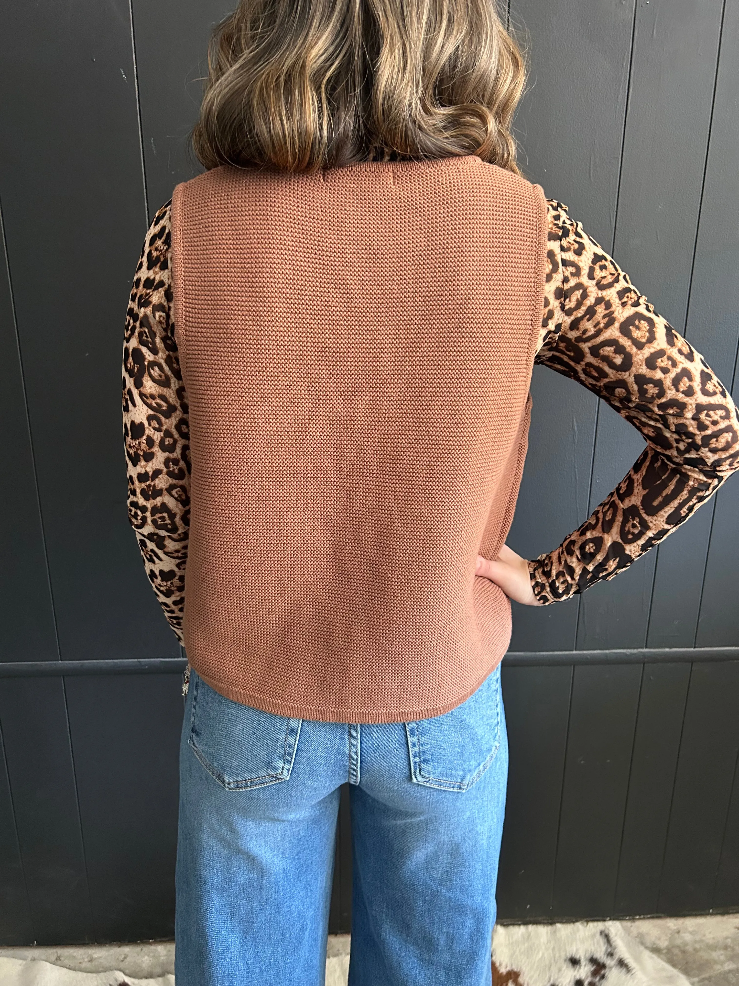 Zenana Front Tie Sweater Vest - 2 Colors